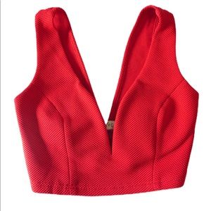 Red Plunging V Crop Top